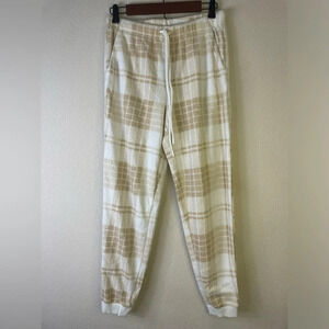 Aerie Plaid Lounge Pants in Cream and Tan